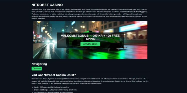 Nitrobet Casino Promo Codes For Swedish Players