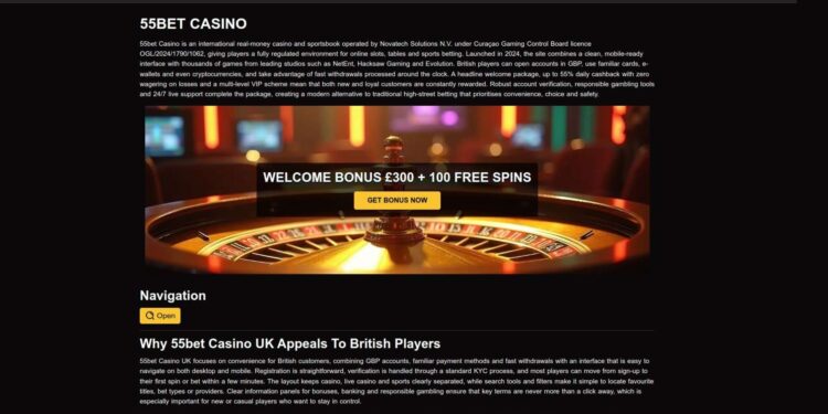 55bet Casino No Deposit Bonus In The United Kingdom