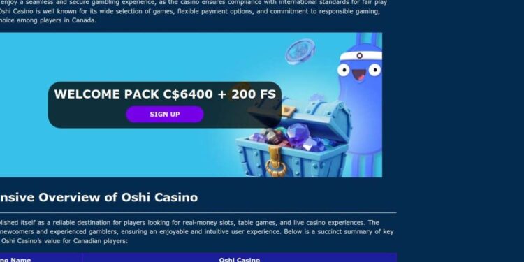 Oshi Casino Canada: A Comprehensive Guide To Online Gambling
