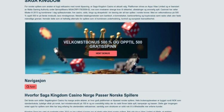 Saga Kingdom Casino Registration For Norwegian Players